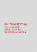 DEFENSIVE DRIVING  &lpar;ACTUAL 2025&rpar; QUESTIONS AND  VERIFIED ANSWERS