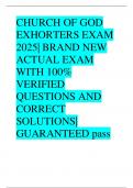 CHURCH OF GOD EXHORTERS EXAM 2025&vert; BRAND NEW ACTUAL EXAM WITH 100&percnt; VERIFIED QUESTIONS AND CORRECT SOLUTIONS&vert; GUARANTEED pass
