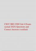 CSCC BIO 2300 Unit 4 Exam- &lpar;actual 2025&sol;2026&rpar; Questions and  Correct Answers &lpar;verified&rpar;