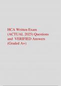HCA Written Exam  &lpar;ACTUAL 2025&rpar; Questions  and VERIFIED Answers  &lpar;Graded A&plus;&rpar;