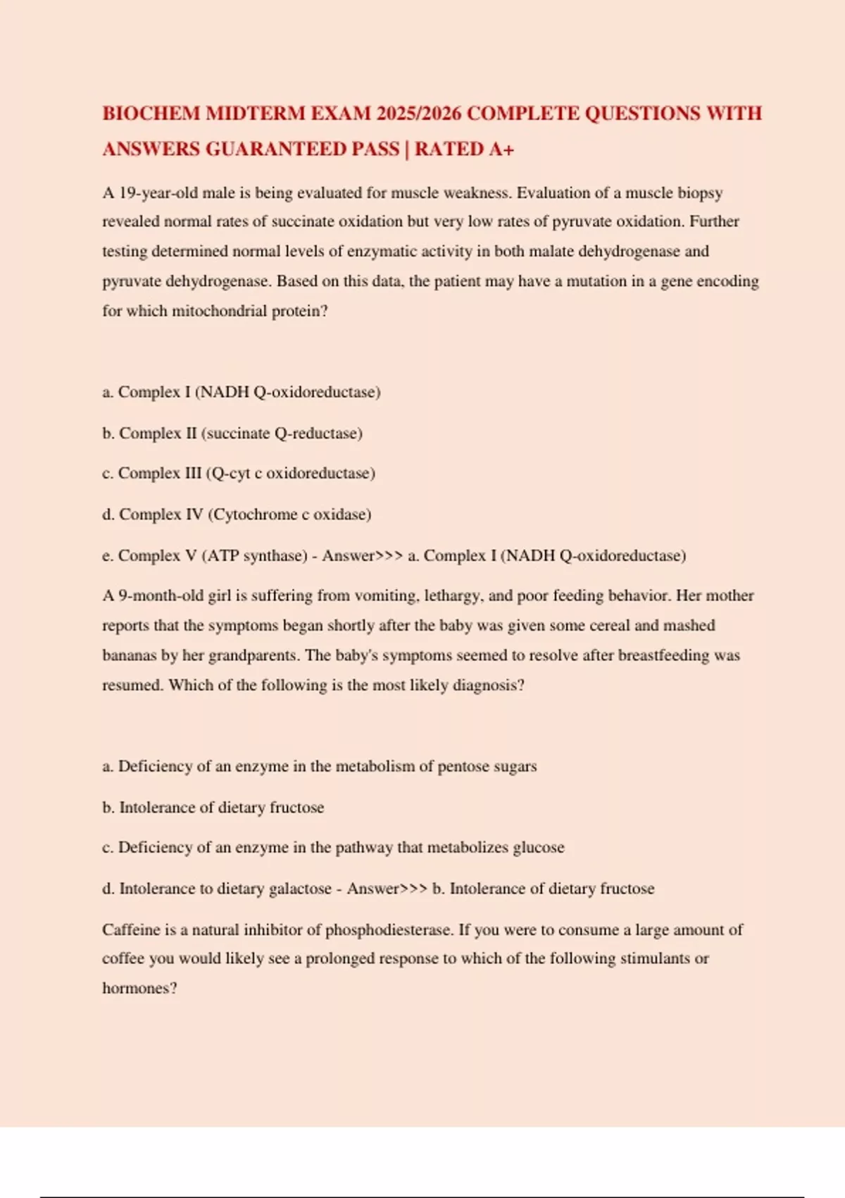 BIOCHEM MIDTERM EXAM 2025/2026 COMPLETE QUESTIONS WITH ANSWERS ...