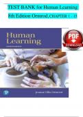 TEST BANK for Human Learning  8th Edition Ormrod&comma;CHAPTER 1 - 15