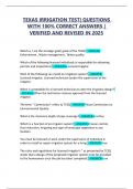 TEXAS Irrigation Test Correct Answers Verified