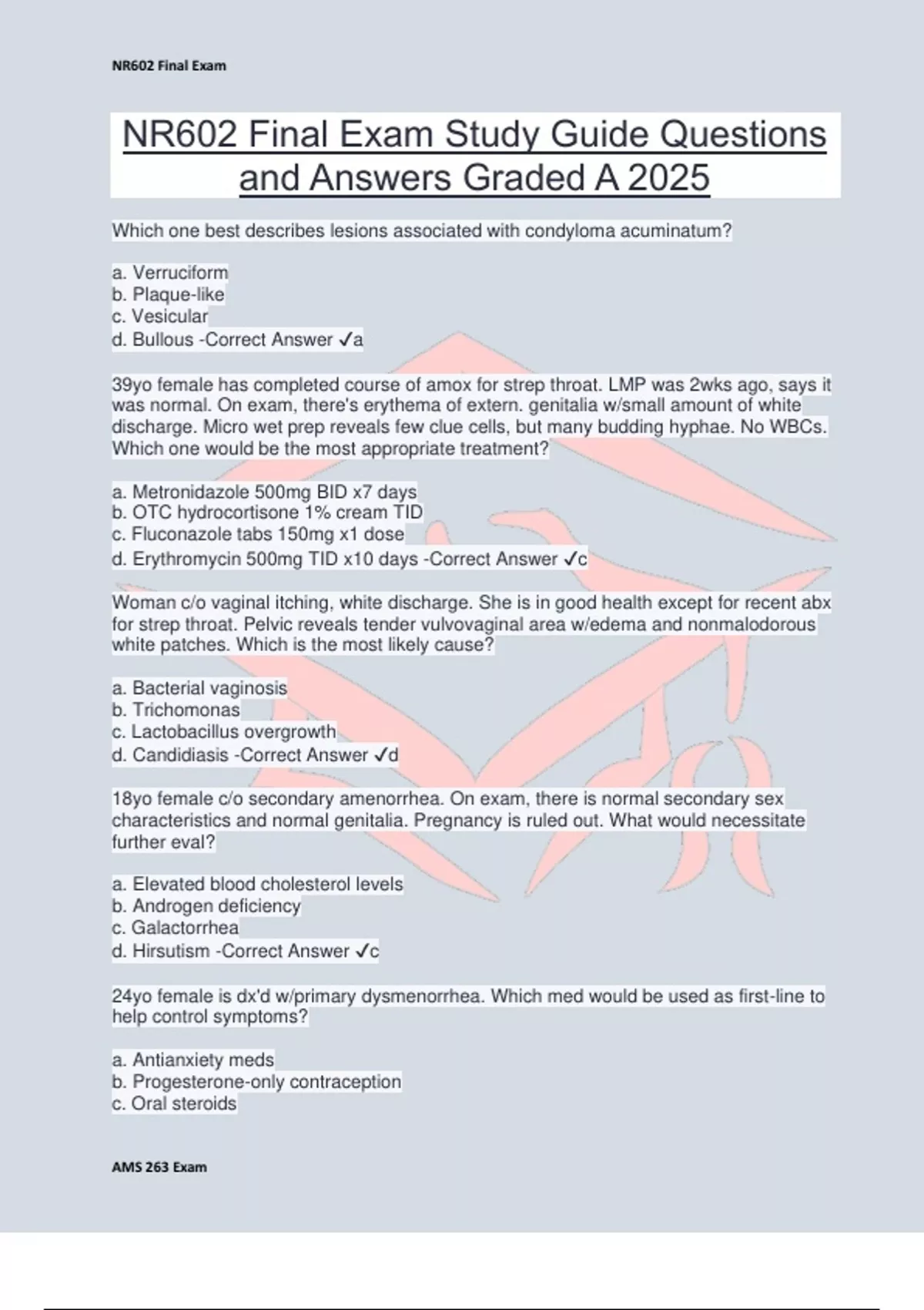 NR602 Final Exam Study Guide Questions and Answers Graded A 2025 ...