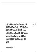 LEB 320F Business Law & Ethics Study Guide 2026 &vert; Final Exam Prep&comma; Unit Quizzes&comma; Torts Practice Questions & Online Assessment Review