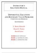 Instructor's Solution Manual for Differential Equations and Boundary Value Problems&colon; Computing and Modeling 6th Edition&comma; All Chapters 