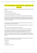 NY Life Insurance Exam Review Questions and  Answers