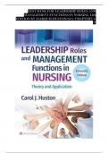 Test Bank For Leadership Roles and Management Functions in Nursing&comma; 11th Edition by Huston&comma; ISBN&colon; 9781975193065&comma; All 25 Chapters Covered&comma; Verified Latest Edition