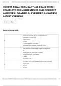 VADETS FINAL EXAM &lpar;ACTUAL EXAM 2025&rpar; &vert; COMPLETE EXAM QUESTIONS AND CORRECT ANSWERS &vert; GRADED A&plus; &vert; VERIFIED ANSWERS &vert; LATEST VERSION