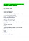 Paramedic Entrance Exam Questions With All Correct Answers