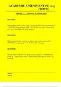  ACADEMIC ASSESSMENT &num;1 &lpar;TFOT&rpar; QUESTIONS AND ANSWERS 2025 