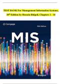 TEST BANK For Management Information Systems&comma; 10th Edition by Hossein Bidgoli&comma; Chapters 1 - 14&emsp;