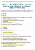 OBSTETRICS &lpar;OB&rpar; FINAL EXAM 2025&vert; ACTUAL NEW VERSION WITH 100&percnt; CORRECT ANSWERS