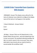  CLN500 Order Transmittal Exam Questions With Answers