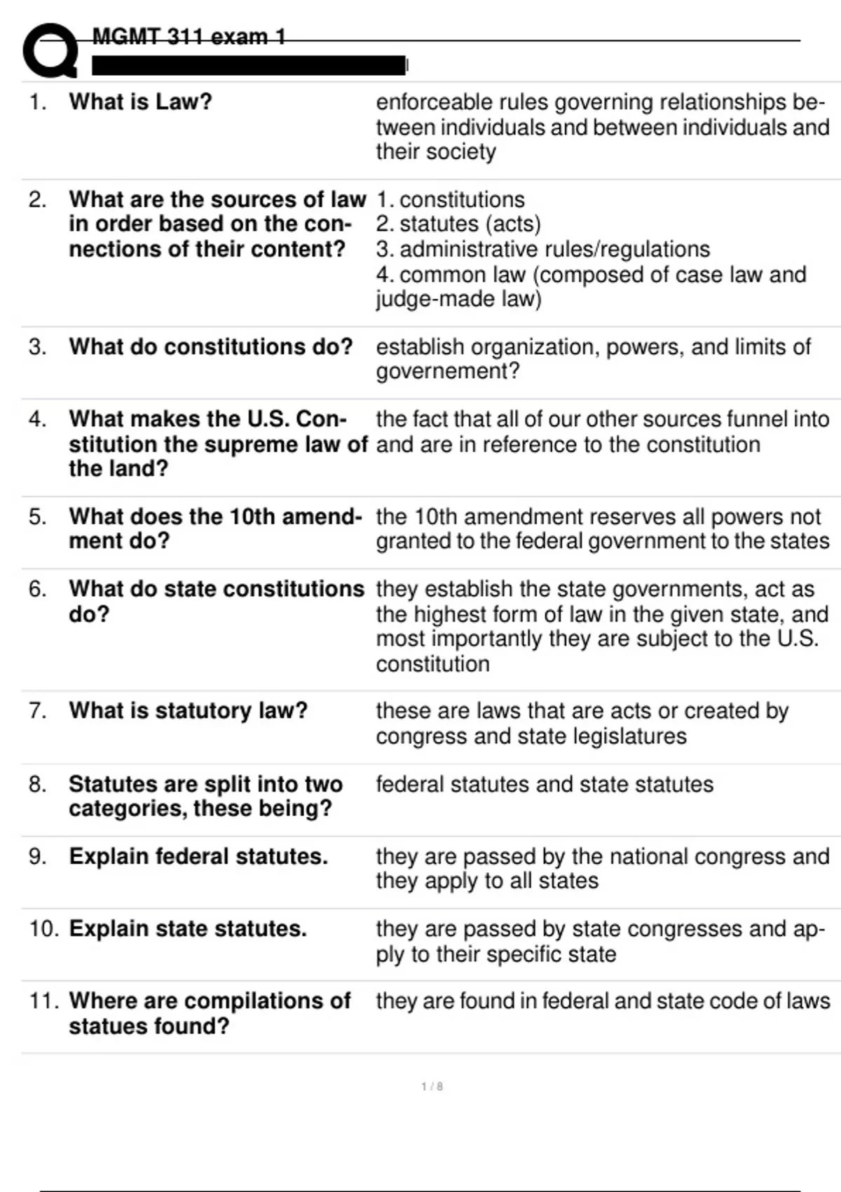 MGMT 311 EXAM 1 (NEWEST 2025) | COMPLETE QUESTIONS AND CORRECT ANSWERS ...