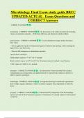 Microbiology Final Exam study guide BRCC UPDATED ACTUAL Exam Questions and  CORRECT Answers