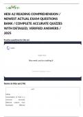 HESI A2 READING COMPREHENSION &sol; NEWEST ACTUAL EXAM QUESTIONS BANK &sol; COMPLETE ACCURATE QUIZZES WITH DETAILED&comma; VERIFIED ANSWERS &sol; 2025