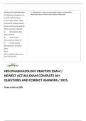 HESI PHARMACOLOGY PRACTICE EXAM &sol; NEWEST ACTUAL EXAM COMPLETE 60&plus; QUESTIONS AND CORRECT ANSWERS &sol; 2025&period;