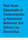 Test Bank Essentials of Understanding Abnormal Behavior 3rd Edition by David Sue&period;&period;
