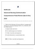 NURS 220 Advanced Nursing Communication &lpar;LU&rpar; Comprehensive Finals Review 2025