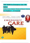 TEST BANK For Emergency Care&comma; 14th Edition by Daniel Limmer&comma; Michael F&period; O'Keefe&comma; Verified Chapters 1 - 41&comma; Complete Newest Version