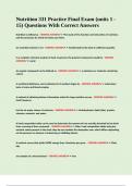 Nutrition 331 Practice Final Exam &lpar;units 1 - 15&rpar; Questions With Correct Answers