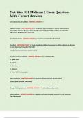 Nutrition 331 Midterm 1 Exam Questions With Correct Answers