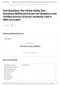 Test Questions&colon; Pax Verbal Ability Test Questions 2025&vert;Actual Exam Set Questions And Verified Answers &lpar;Correct solutions&rpar; &vert; Get It 100&percnt; Accurate&excl;&excl;