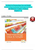 Test Bank For Pharmacology Clear and Simple&colon;  A Guide to Drug Classifications and Dosage Calculations&comma;  4th Editionby Cynthia J&period; Watkins  Chapters 1 - 21
