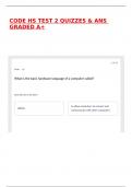 CODE HS TEST 2 QUIZZES & ANS GRADED A&plus;