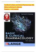 Basic and Clinical Pharmacology 14th Edition TEST BANK by Bertram G&period; Katzung&comma; Verified Chapters 1 - 66&comma; Complete Newest Version