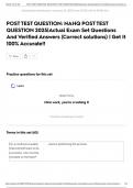 POST TEST QUESTION&colon; NAHQ POST TEST QUESTION 2025&vert;Actual Exam Set Questions And Verified Answers &lpar;Correct solutions&rpar; &vert; Get It 100&percnt; Accurate&excl;&excl;