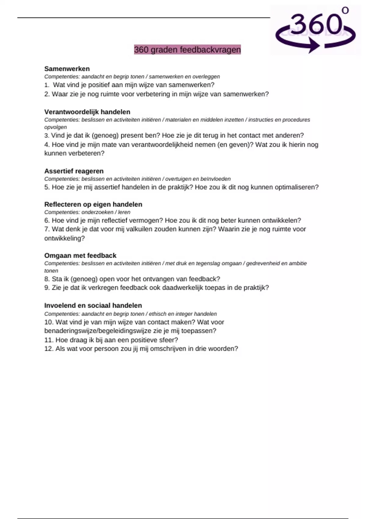 360 Graden Feedbackvragen Pedagogiek Stuvia NL 360 Graden Feedbackvragen Pedagogiek Stuvia NL