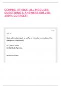 CCHPBC&colon; ETHICS&comma; ALL MODULES QUESTIONS & ANSWERS SOLVED 100&percnt; CORRECT&excl;&excl;
