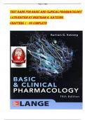Basic and Clinical Pharmacology 14th Edition TEST BANK by Bertram G&period; Katzung&comma; Verified Chapters 1 - 66&comma; Complete Newest Version