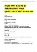 NUR 404 Exam 5 Adolescent test questions and answers