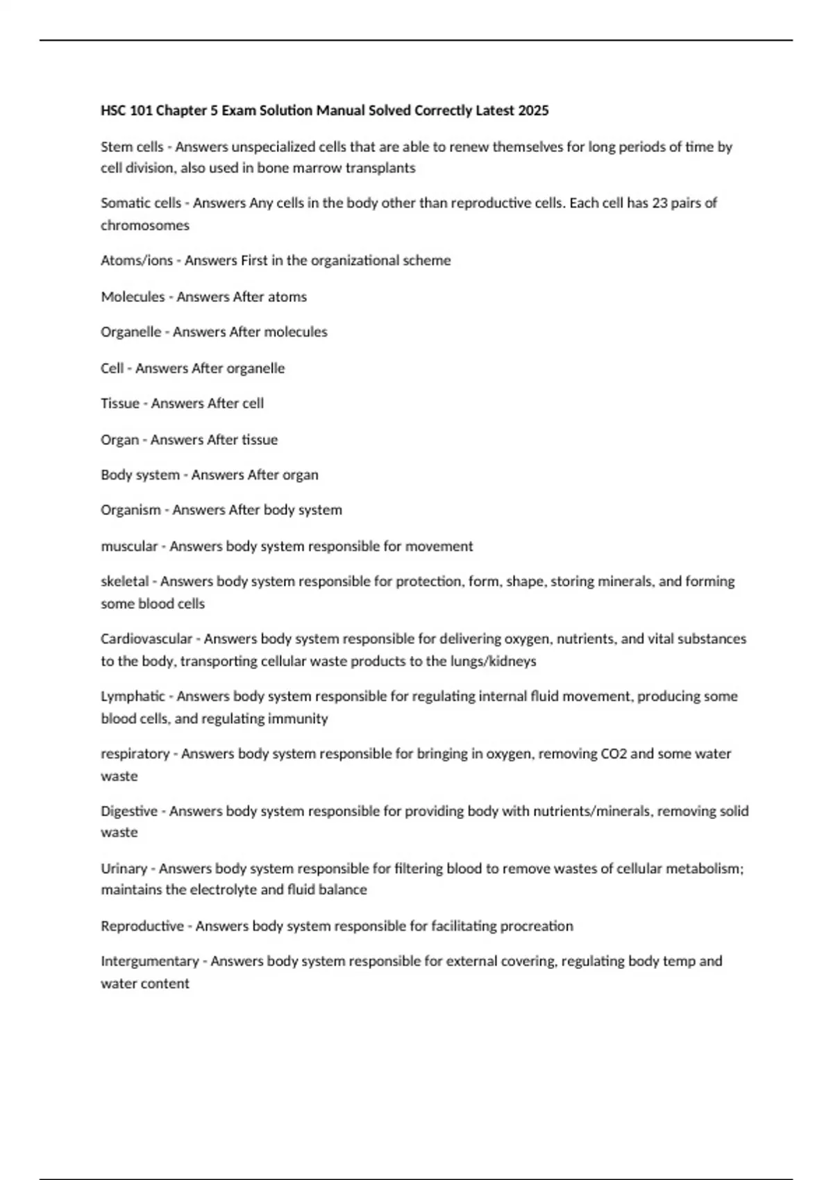 HSC 101 Chapter 5 Exam Solution Manual Solved Correctly Latest 2025 ...