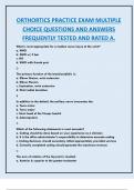 ORTHORTICS PRACTICE EXAM MULTIPLE  CHOICE QUESTIONS AND ANSWERS  FREQUENTLY TESTED AND RATED A&period;