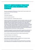 QUALITY IMPROVEMENT PRACTICE QUESTIONS AND ANSWERS 100&percnt; CORRECT
