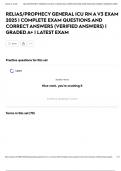 RELIAS&sol;PROPHECY GENERAL ICU RN A V3 EXAM 2025 &vert; COMPLETE EXAM QUESTIONS AND CORRECT ANSWERS &lpar;VERIFIED ANSWERS&rpar; &vert; GRADED A&plus; &vert; LATEST EXAM