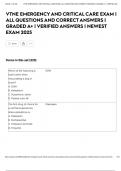 VTNE EMERGENCY AND CRITICAL CARE EXAM &vert; ALL QUESTIONS AND CORRECT ANSWERS &vert; GRADED A&plus; &vert; VERIFIED ANSWERS &vert; NEWEST EXAM 2025