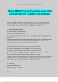 Pharm HESI Practice Exam Questions With Correct Answers &lpar;Verified And Updated&rpar;