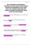 BCTC INDUSTRIAL MAINTENANCE  TECHNOLOGY AMTEC &lpar;NOCTI MECHATRONIC&rpar;  REVIEW 2025&vert; BRANDNEW ACTUAL EXAM  WITH 100&percnt; VERIFIED QUESTIONS AND  CORRECT ANSWERS&vert; GUARANTEED VALUE  PACK&vert; ACE YOUR GRADES&period;
