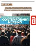 TEST BANK for Ethics and Issues in Contemporary Nursing 3rd Edition by Burkhardt & Walton&semi; ISBN&colon; 9780176696573&comma; All 20 Chapters Covered&comma; Verified Latest Edition