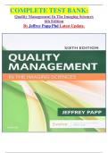     COMPLETE TEST BANK&colon; Quality Management In The Imaging Sciences 6th Edition By Jeffrey Papp Phd Latest Update&period;