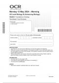 OCR AS Level Biology B &lpar;Advancing Biology&rpar; H022&sol;01 JUNE 2024 QUESTION PAPER&colon; Foundations of biology 