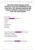 CERTIFIED STROKE REHABILITATION  SPECIALIST &lpar;CSRS 2025&rpar; BRANDNEW ACTUAL  EXAM WITH 100&percnt; VERIFIED QUESTIONS AND  CORRECT ANSWERS&vert; GUARANTEED VALUE  PACK&vert; ACE YOUR GRADES&period;