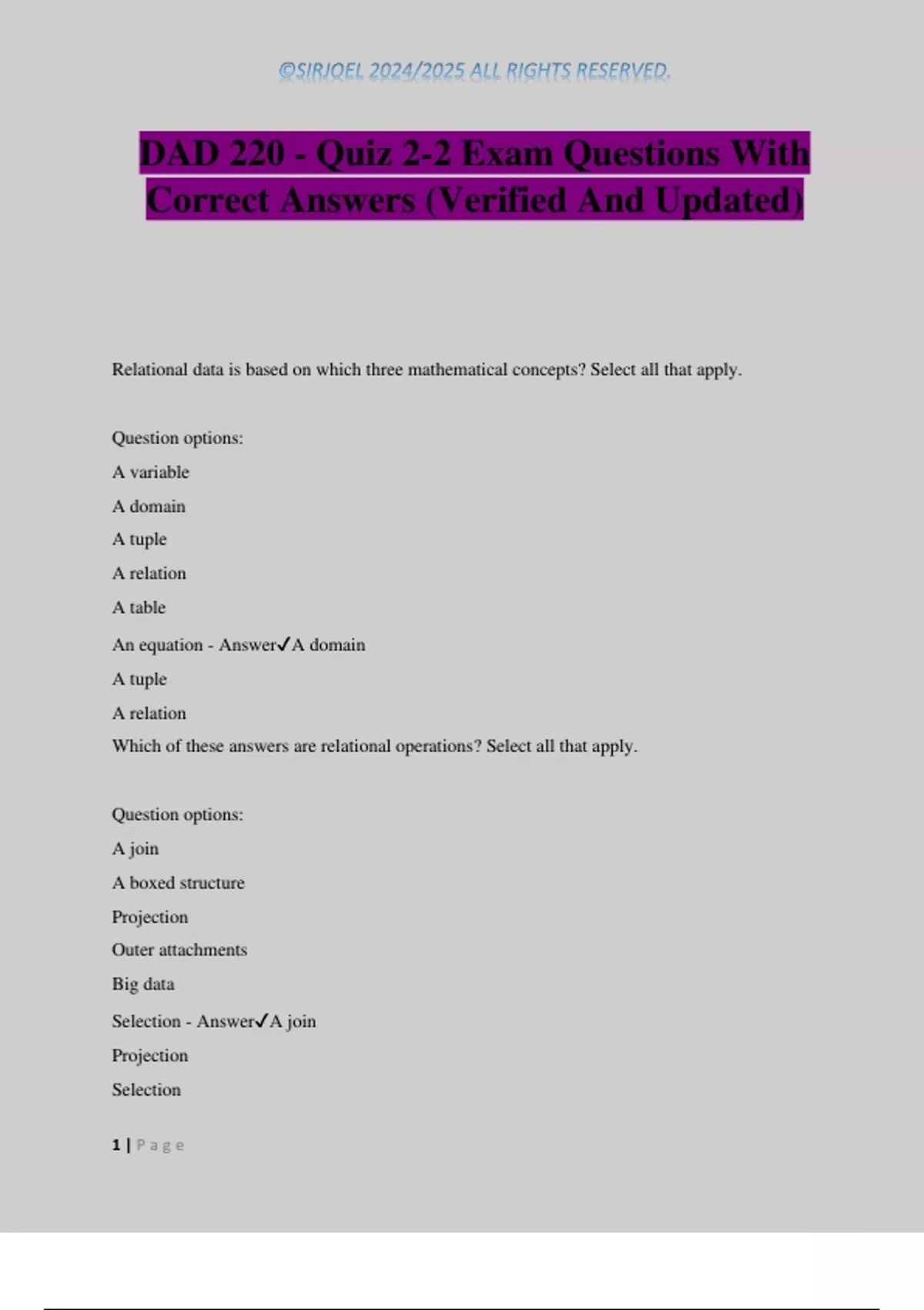 DAD 220 - Quiz 2-2 Exam Questions With Correct Answers (Verified And ...