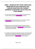 EMSIC &ndash; MICHIGAN TEST STUDY GUIDE 2025&vert;  BRAND NEW ACTUAL EXAM WITH 100&percnt;  VERIFIED QUESTIONS AND CORRECT  ANSWERS&vert; GUARANTEED VALUE PACK&vert; ACE  YOUR GRADES&period;