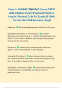 Exam 1&colon; NU664C&sol; NU 664C &lpar;Latest 2025&sol; 2026 Update&rpar; Family Psychiatric Mental Health I Review&vert; Qs & As&vert; Grade A&vert; 100&percnt; Correct &lpar;Verified Answers&rpar;- Regis
